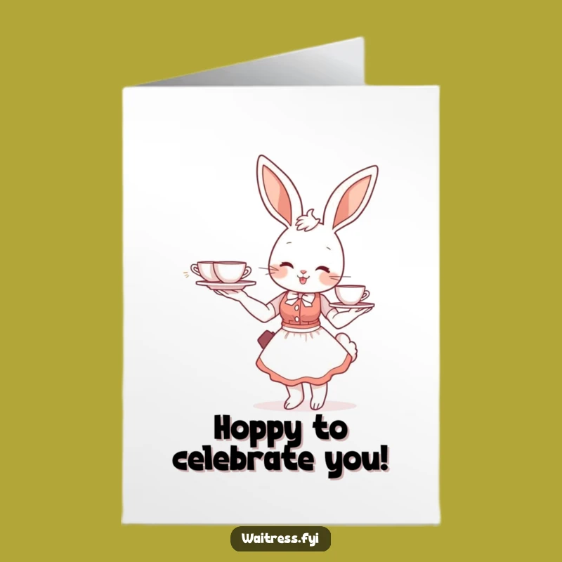 Congrats Free Printable Card: Bunny Waitress, Fancy Tea, DIY Downloadable Celebration