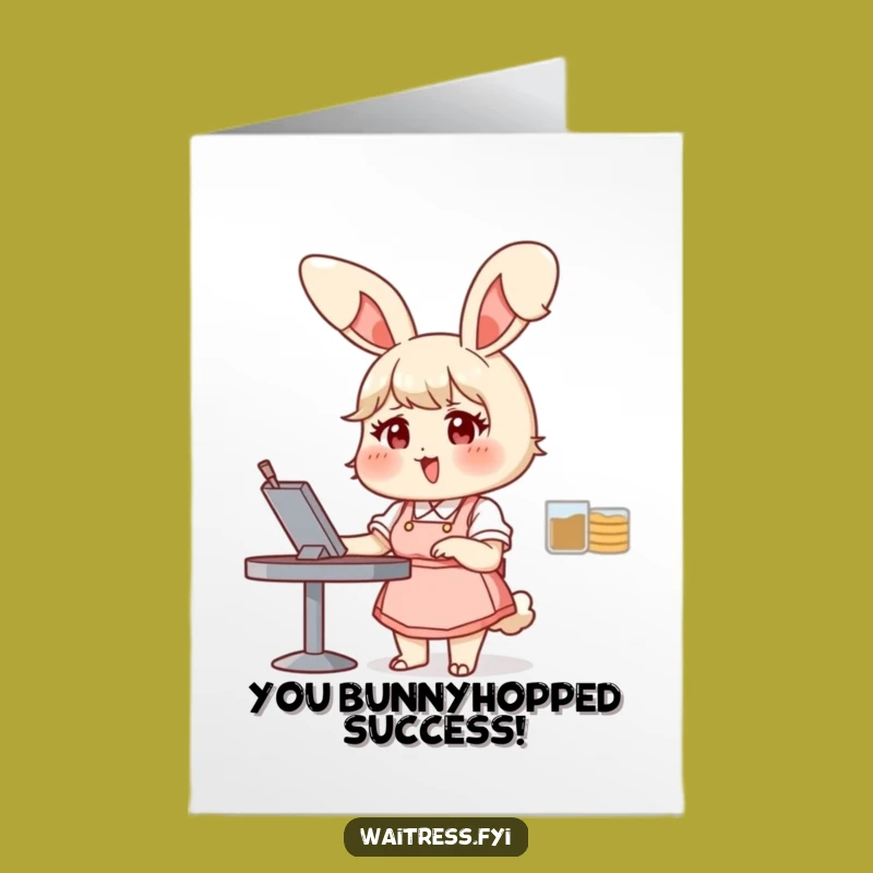 Delightful Free Printable Congrats Card: Bunny Waitress - Downloadable Celebration!