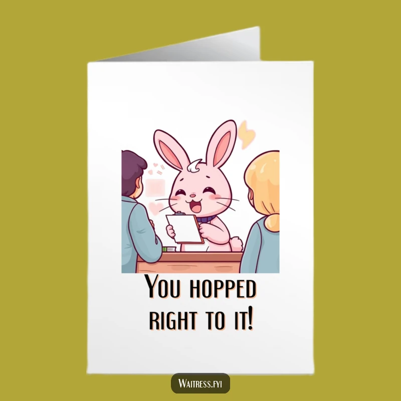 Free Printable Pink Rabbit Congrats Card: Hilarious Order Greeting for Success