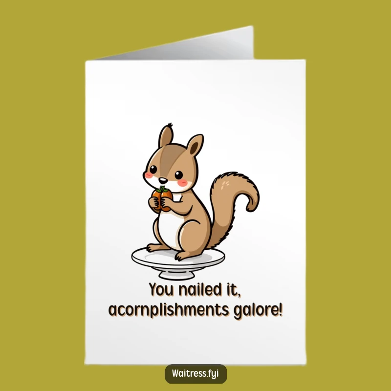 Free Printable Congrats Card: Squirrel Balances Success On A Nutty Dish