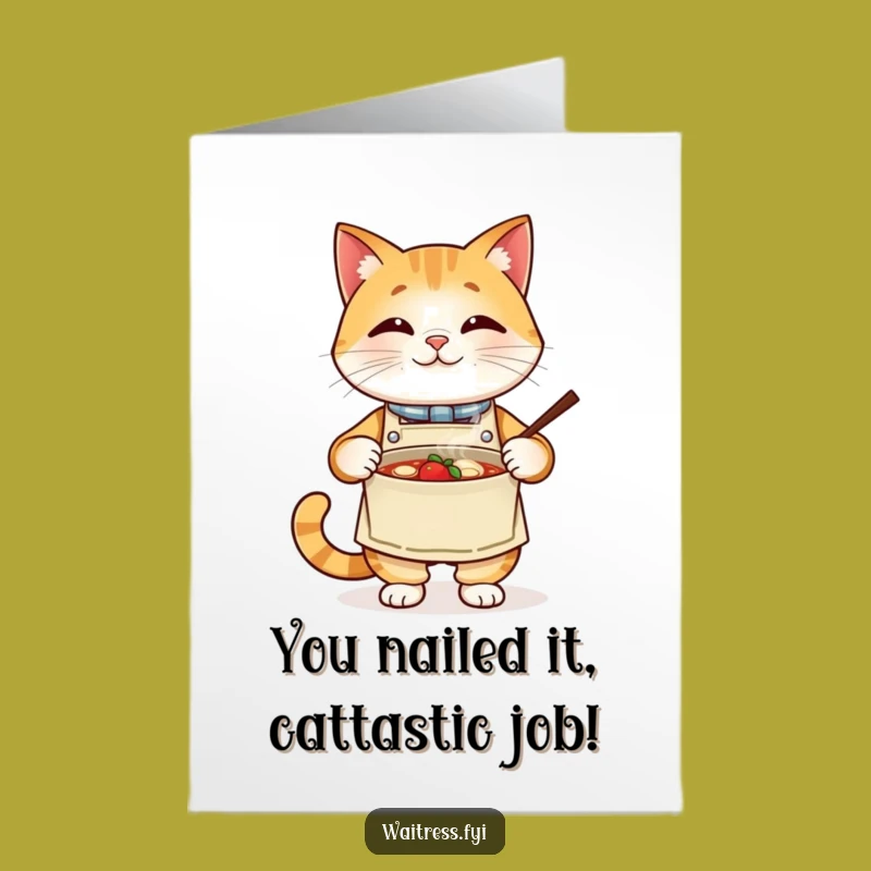 Free Printable Congratulations Card: Chef Cat Meal, Funny Downloadable Celebration