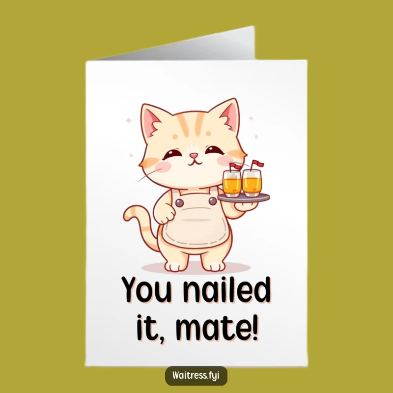 Playful Free Printable Congrats Card: Cat Waiter - Fun Downloadable for Any Occasion!