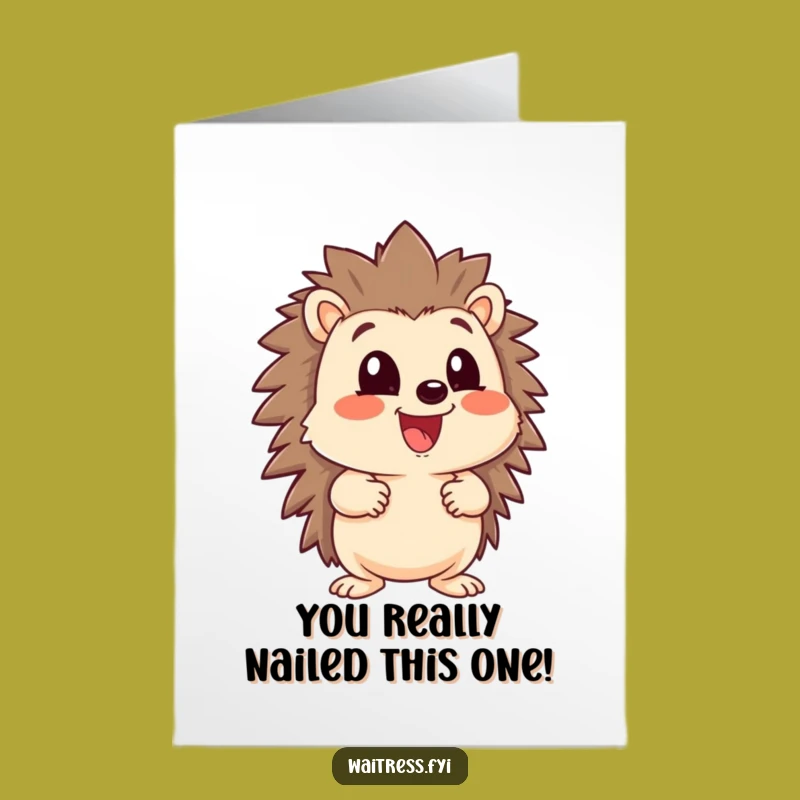 Free Printable Congrats Card: Hedgehog's Feast of Success, Downloadable Gift