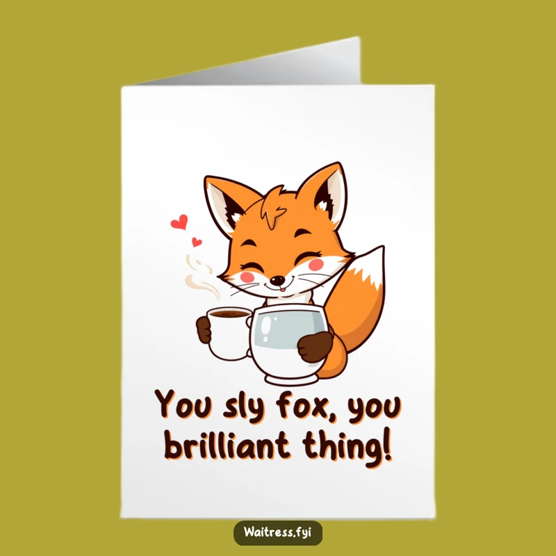 Free Printable Congrats Card: Fox Waiter Congratulates With Style, A Witty Downloadable Gift!