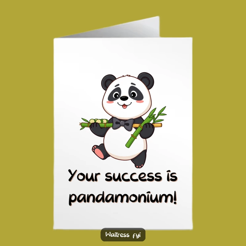 Free Printable Congrats Card: Panda Serves Bamboo Platter Of Success