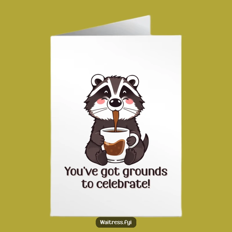Free Printable Badger Congrats Card: Funny Coffee Pourer - Easy Downloadable Gift!
