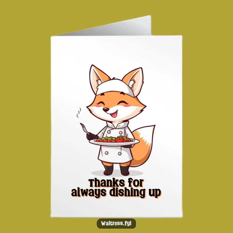 Free Printable Thank You Card: Fox Chef Culinary Gift Downloadable
