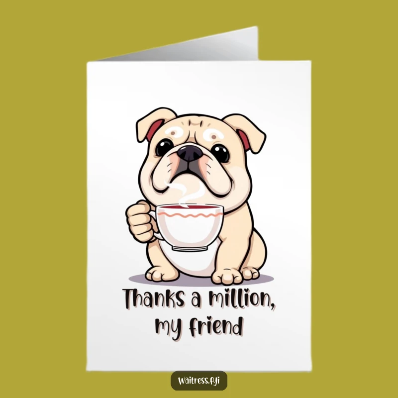 Free Printable Thank You Card: Funny Bulldog Barista's Grateful DIY Gift