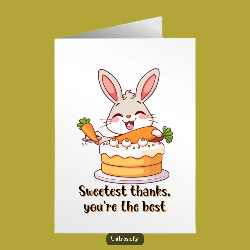 Free Printable Thank You Card: Grateful Bunny Serving Cake DIY Gift