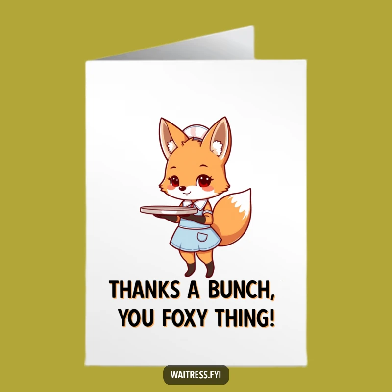 Free Printable Thank You Card: Fox Server Expressing Gratitude, A Whimsical and Funny Downloadable Gift!
