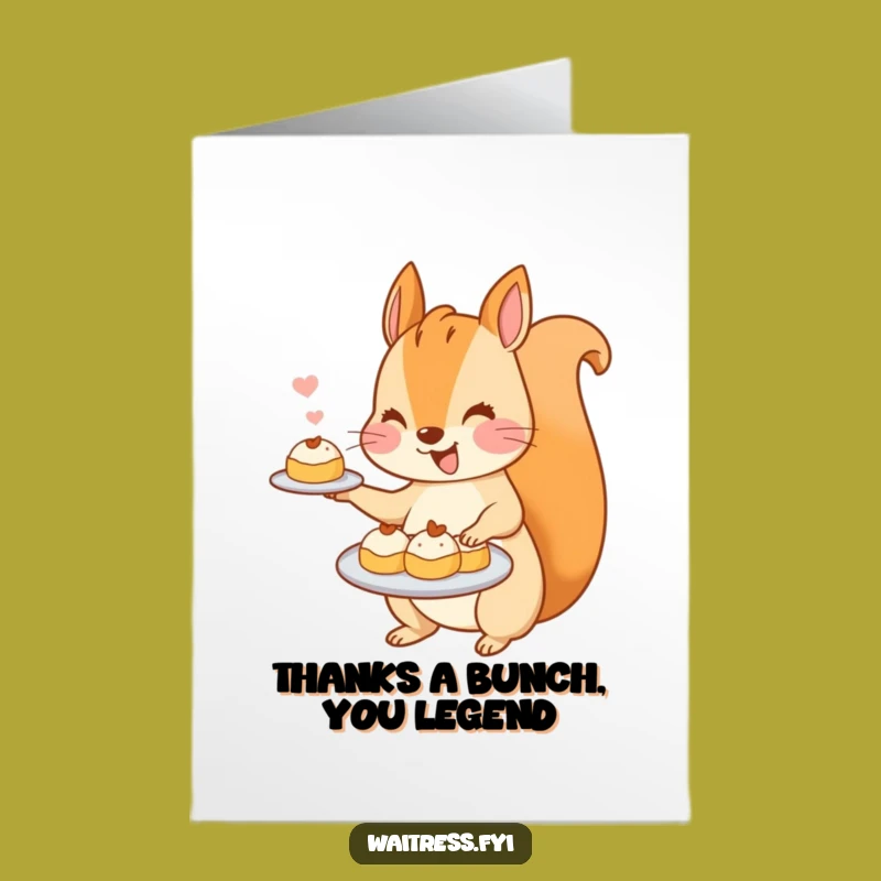 Free Printable Thank You Card: Cute Kawaii Squirrel Pastry Appreciation! Downloadable Gift.