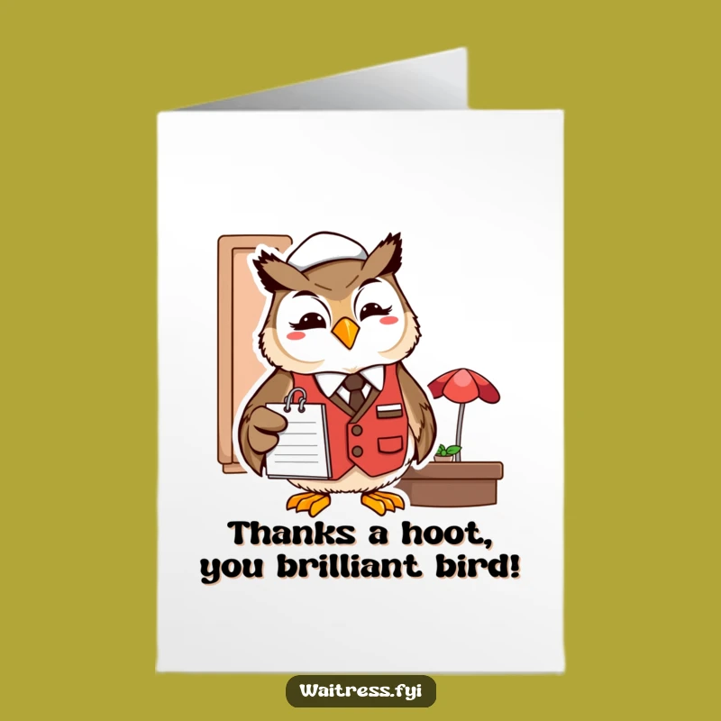 Free Printable Thank You Card: Owl Server With Notepad, A Thoughtful and Funny Downloadable Gift!