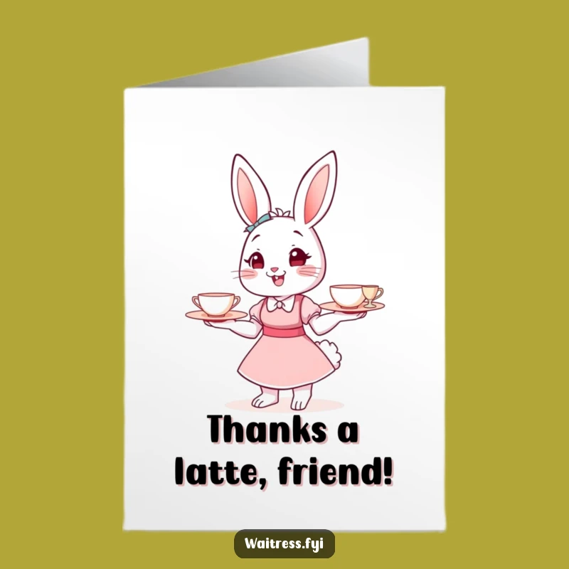 Free Printable Thank You Card: Bunny Waitress Appreciation Downloadable Gift