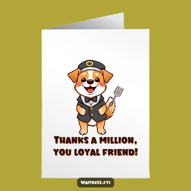 Free Printable Thank You Card: Happy Dog Waiter Says Thanks, A Grateful Downloadable Gift!