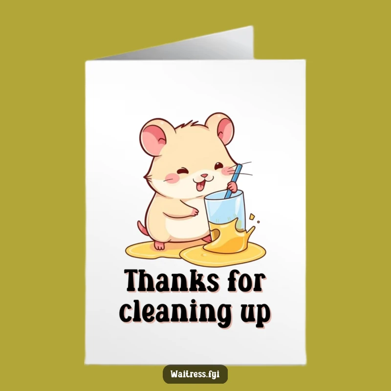 Free Printable Thank You Card: Funny Hamster Spill Control! A Downloadable Gift.