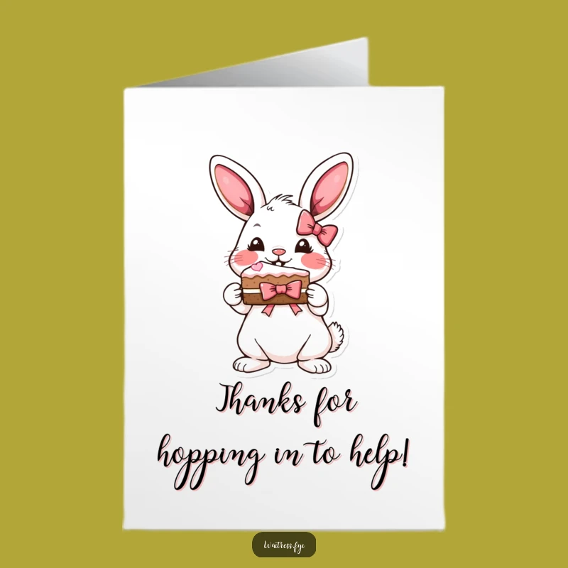 Free Printable Thank You Card: Bunny Says Thanks With Cake, A Sweet Downloadable Gift!