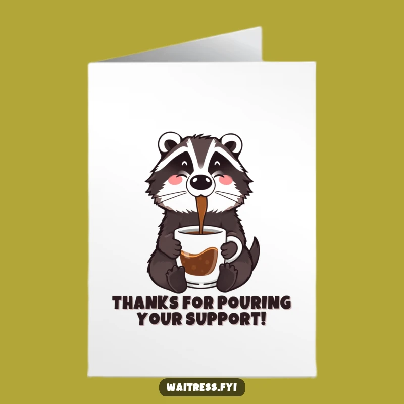 Free Printable Badger Thank You Card: Funny Coffee Badger - Humorous Downloadable Gift!