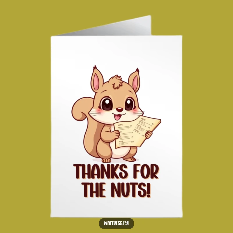 Free Printable Thank You Card: Squirrel Menu, A Grateful Thanks Downloadable Gift