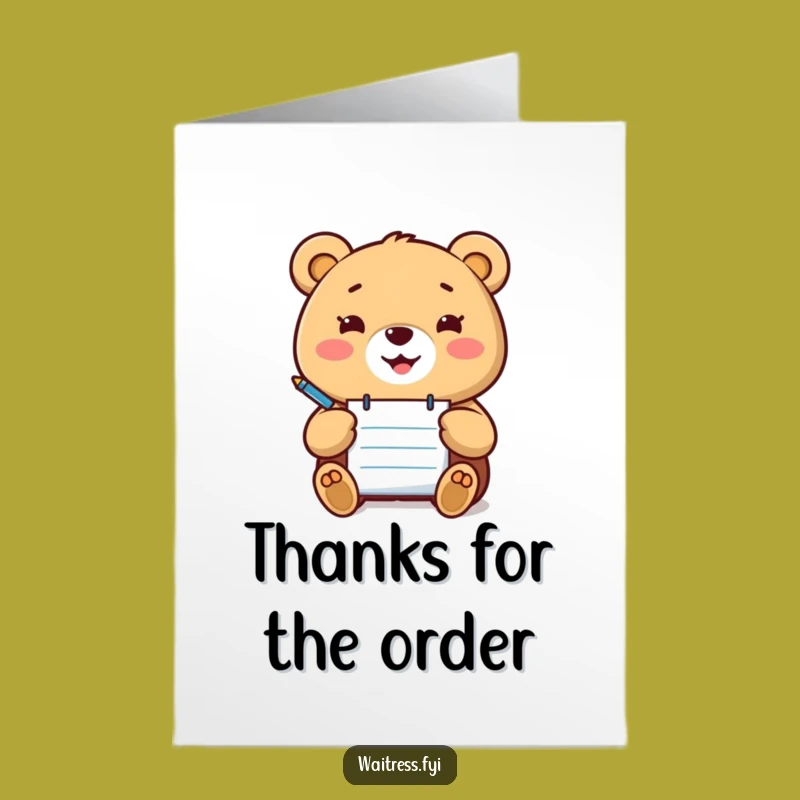 Free Printable Thank You Card: Cute Kawaii Bear Writes Down Your Kindness