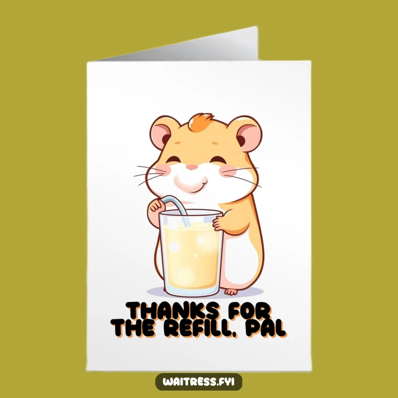Free Printable Thank You Card: Hamster Thanks You with Cheerful Refreshment