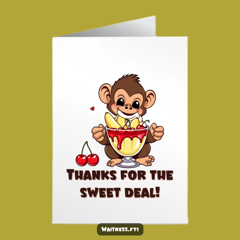 Free Printable Thank You Card: Monkey Offers Banana Split Thanks