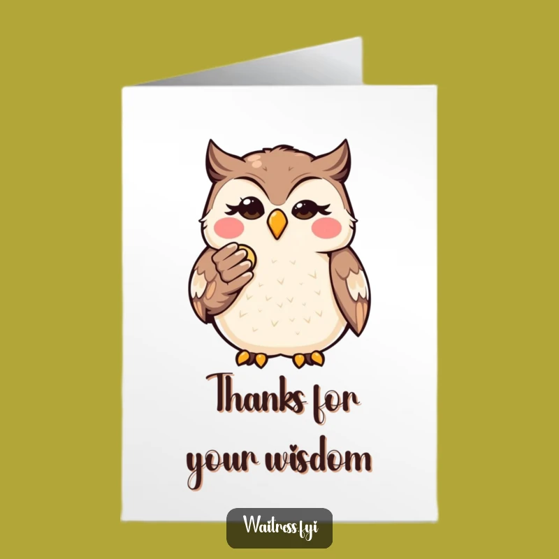 Free Printable Thank You Card: Grateful Kawaii Owl Bill, a Humorous Downloadable Gift