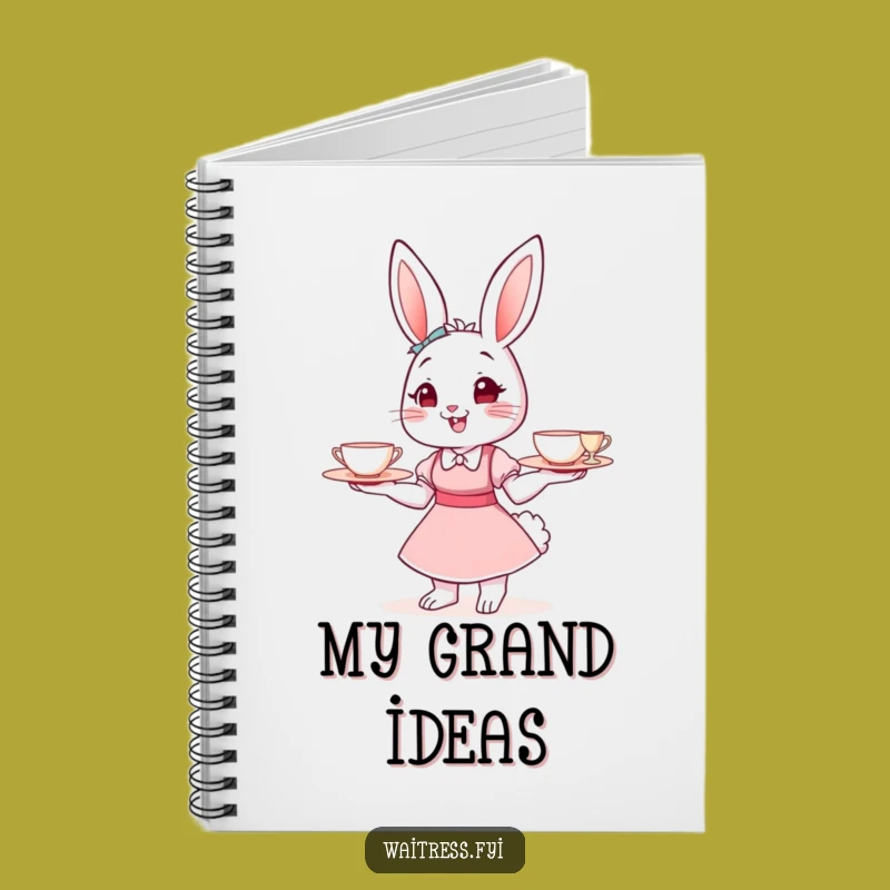 Funny Bunny Waitress Notebook: Cute Stationery for Notes, Fun Funny Gift Idea