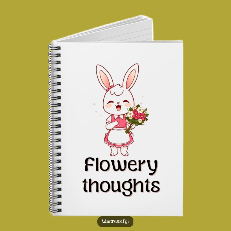 Funny Bunny Waitress Notebook: Flower Notes - Hilarious Journal for Sweet Thoughts, Gift