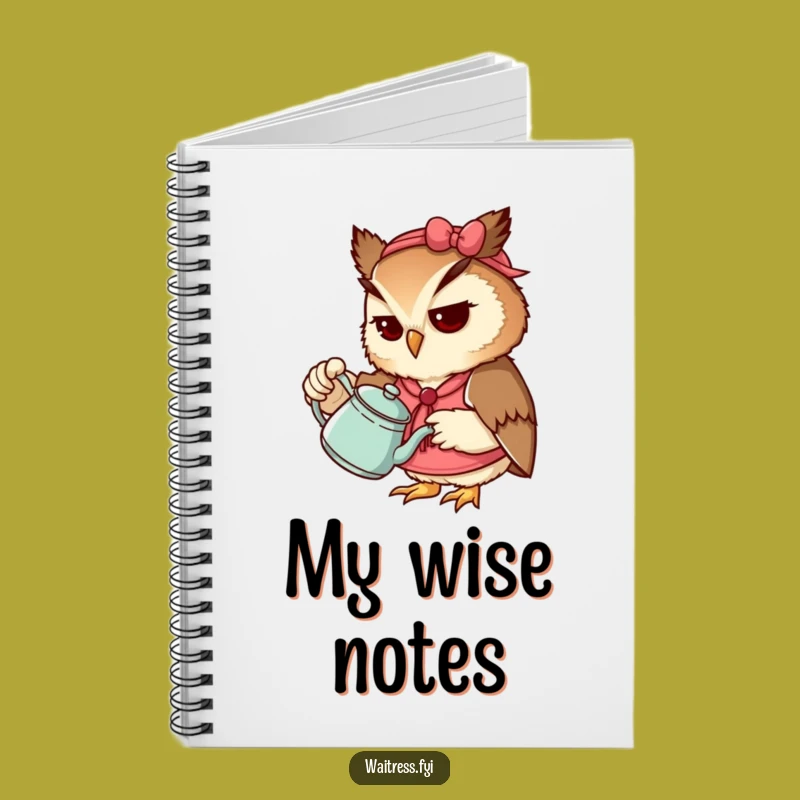 Funny Owl Waitress Notebook: Focused Stationery, Ideal Funny Gift for Students
