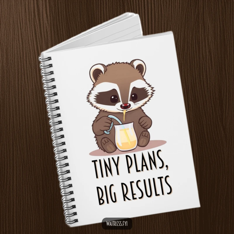 Funny badger notebook, a brave badger carefully pouring a drink from a pitcher. Ideal for taking notes with precision and humor.