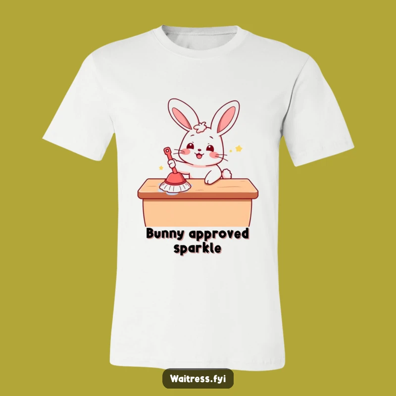 Funny Kawaii Bunny Cleaning T-Shirt: Wear Your Happy Vibes with this Cute Graphic Tee