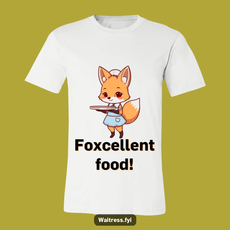 Cute Fox Waiter Funny T-Shirt: Wearable Humor for Foodie Friends