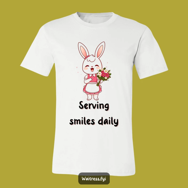 Funny Bunny Waitress T-Shirt: Flower Bouquet Delivery - Hilarious Gift for Gentle Souls