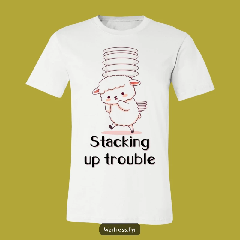 Funny Sheep Plate Struggle T-Shirt: Adorable Balance Act Tee, Cute Gift