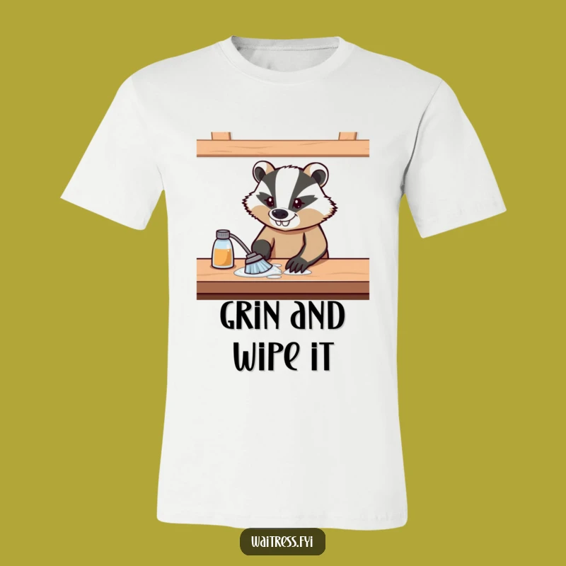 Funny Determined Badger Cleaning Shirt - Hilarious Animal Graphic Tee Gift