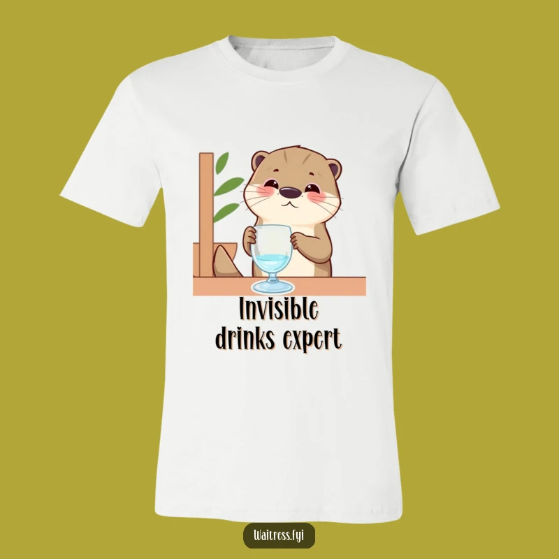 Funny Otter T-Shirt: Contented Otter Server Polishing Invisible Glass, Hilarious Gift Idea