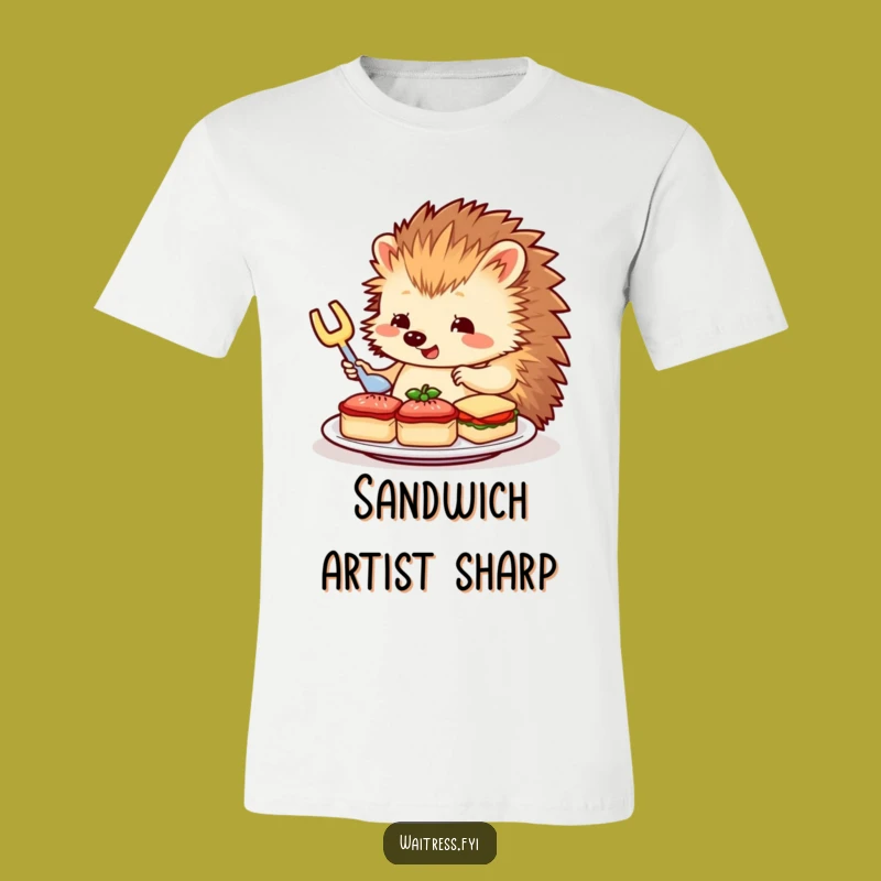 Funny Hedgehog Server T-Shirt: Hedgehog Arranges Sandwiches, Classy Funny Gift
