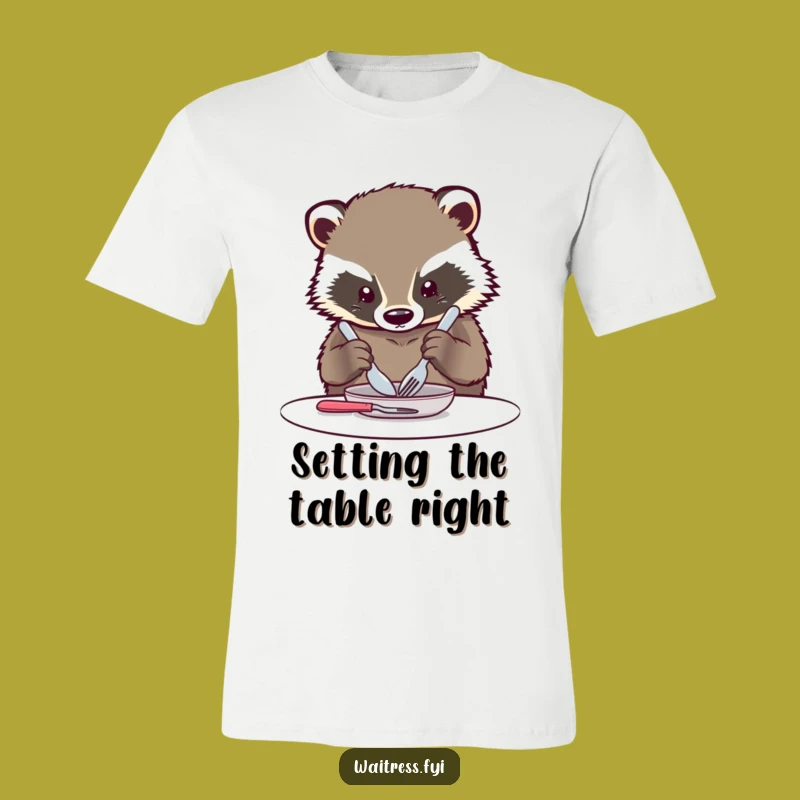 Funny Kawaii Badger T-Shirt: Precise Cutlery Arranger - Neat & Hilarious Tee Gift