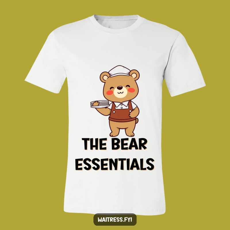 Funny Bear Waiter T-Shirt: Cheerful Uniformed Animal, Hilarious Gift for Bear Lovers