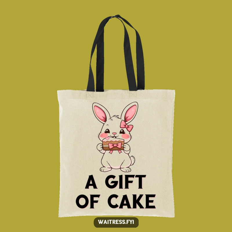 Funny Bunny Cake Tote Bag: Adorable Carryall, Unique Funny Gift for Bunny Enthusiasts