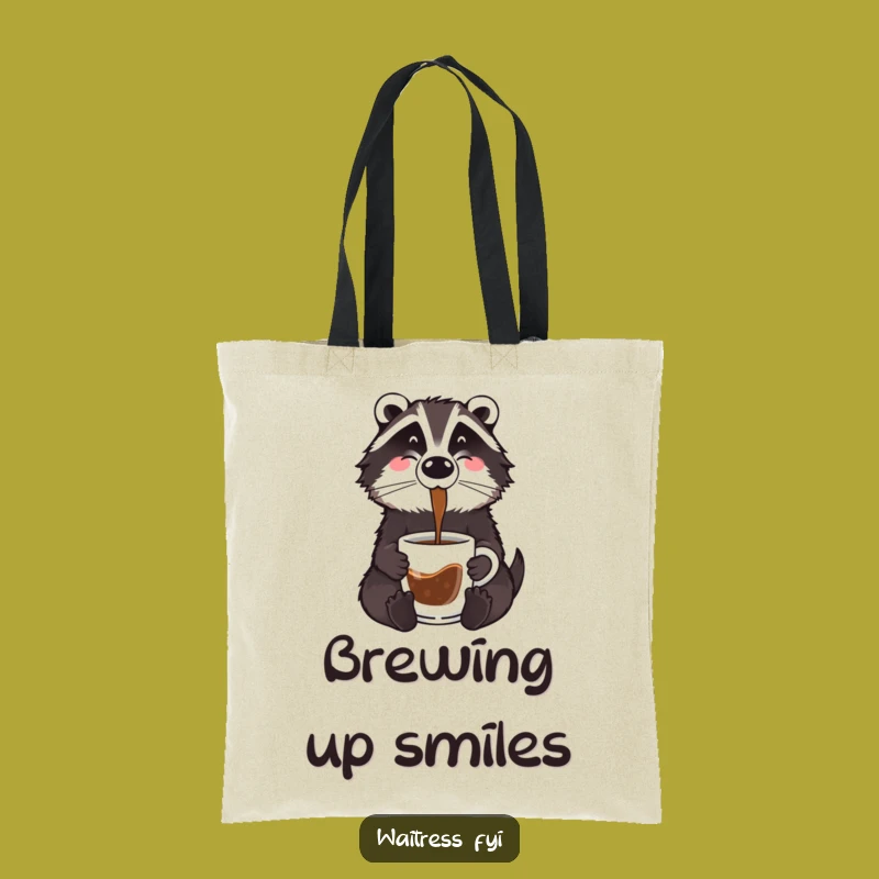 Funny Badger Coffee Tote Bag: Carry Your Brew with a Cartoon Critter, Perfect Funny Gift!