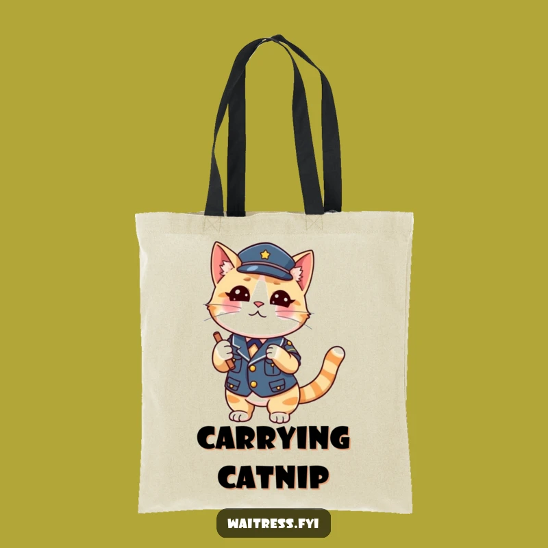 Funny Cat Waiter Tote Bag: Cute Feline Accessory, Ideal Funny Gift for Her