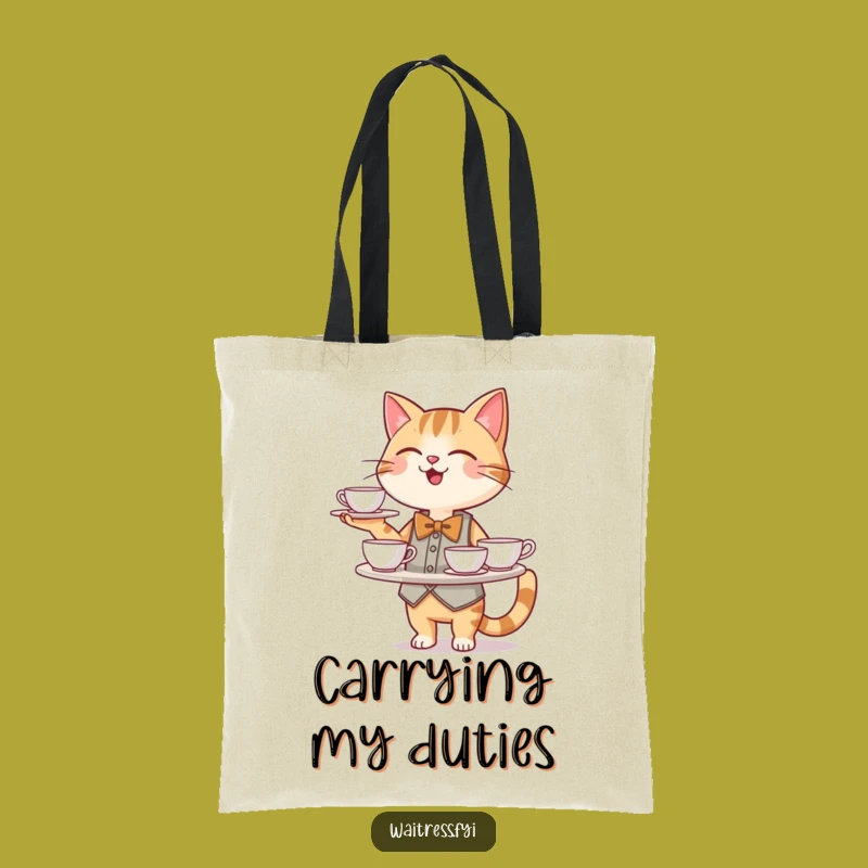 Funny Cat Waiter Tote Bag: Carry Your Favourites - A Hilarious Gift