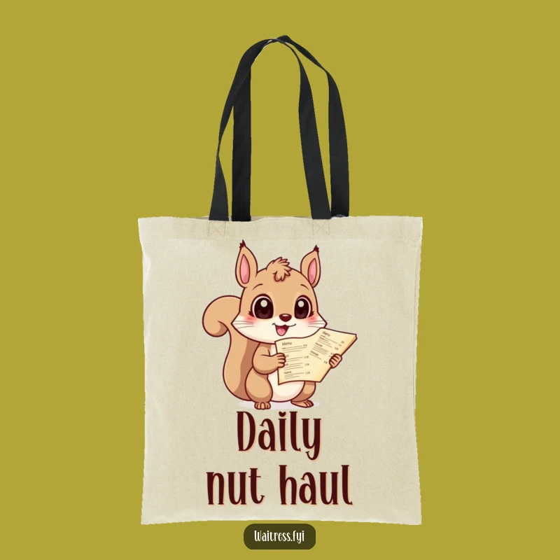 Funny Squirrel Menu Tote Bag: Giggling Server, Practical Funny Gift