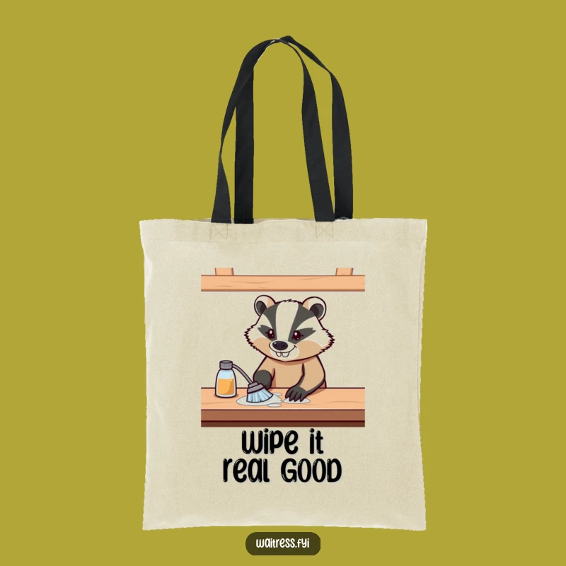 Funny Determined Badger Tote Bag - Durable & Hilarious Cleaning Accessory Gift