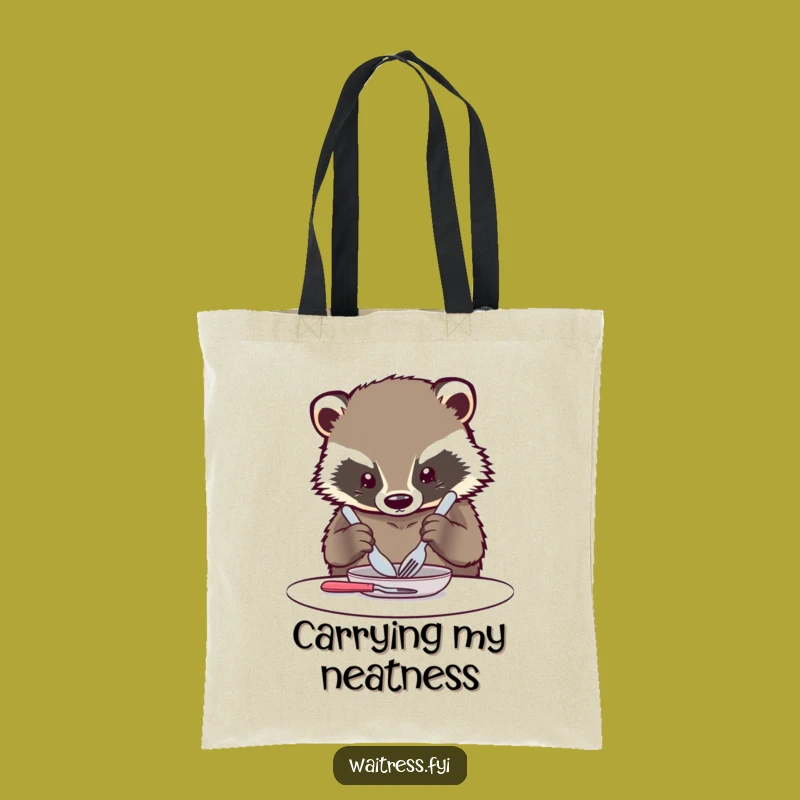 Funny Kawaii Badger Tote Bag: Carry Your Essentials with This Orderly Cutlery Bag