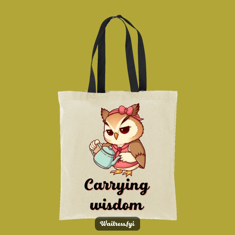 Funny Owl Waitress Tote Bag: Chic Bookish Accessory, Ideal Funny Gift