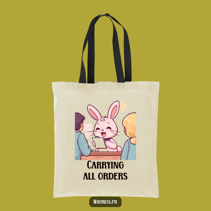 Funny Pink Rabbit Order Taker Tote Bag: Carry Your Needs With Cheerful Efficiency