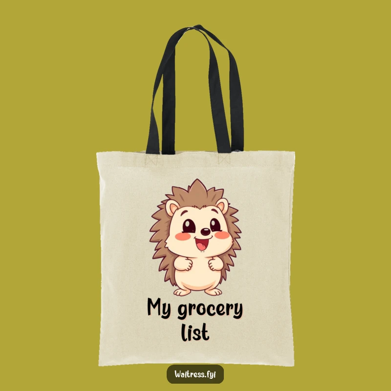 Funny Hedgehog Grocery Tote - Eager Character Bag, Practical Funny Gift