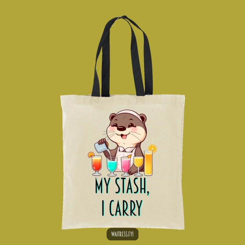 Funny Otter Waitress Tote Bag: Stylish Drink Pouring Accessory, Humorous Gift